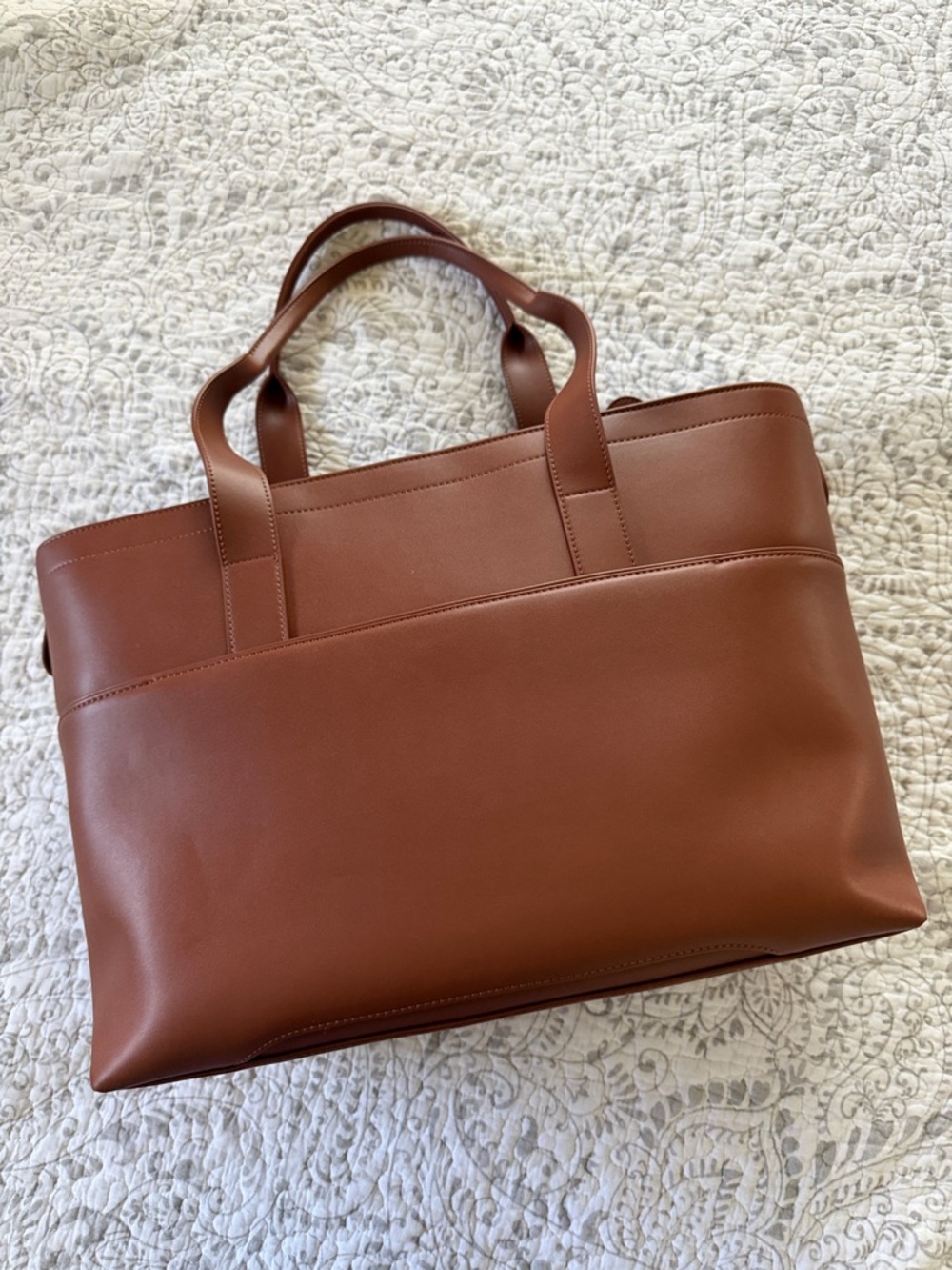MONOS Brown Leather Tote - Structured Everyday/Travel Carry - Picture 2 of 16